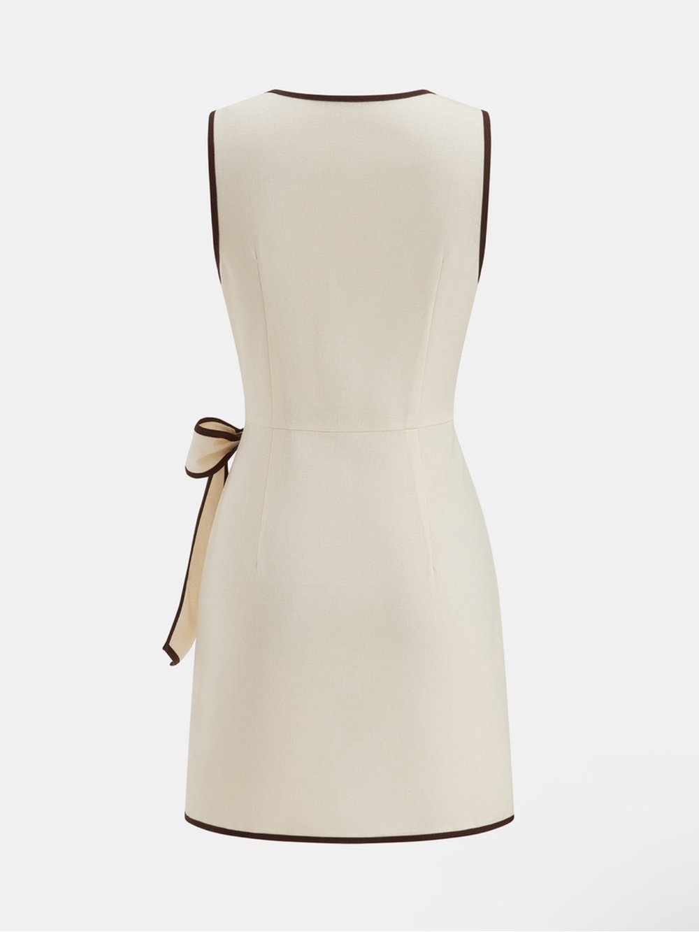 Commense Linen-Blend Contrast Trim Wrap Dress - Picture 2 of 4